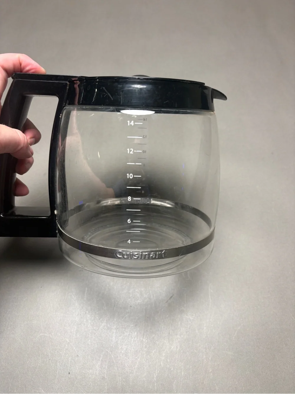 Cuisinart Clear Glass Coffee Carafe with Black Handle and Lid 14 cup